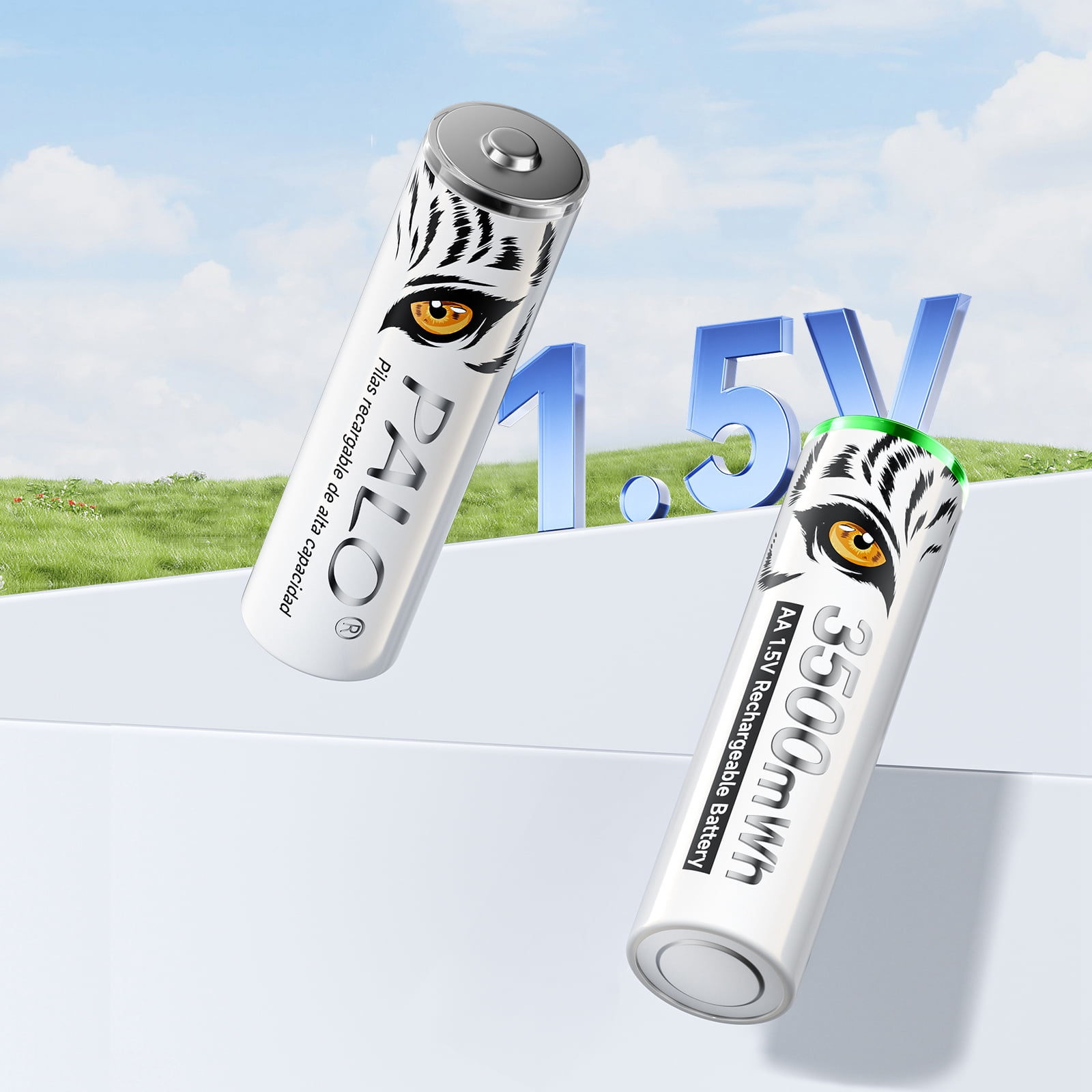 Palogreen AA Rechargeable Battery 16-Pack 1.5V Lithium Double A Batteries 3500mWh with Battery Case fot Solar Light
