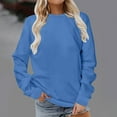 thumbnail image 2 of HVOBTTY Womens Long Sleeve Pullover Sweatshirt, Fall Tops for Women Plus Size, Women's Casual Solid Color Crew Neck Sports Cinched Waist Sweatshirt Blue, XXXL, 2 of 5