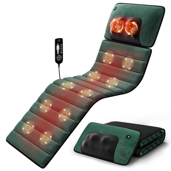 HOMEMASSA Vibrating Massage Mat with Heat,Shiatsu Kneading Neck Massager, Full Body Massage for Neck and Back,Gifts