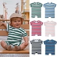 thumbnail image 3 of Ropa de verano para bebé de estilo europeo y americano, peleles cortos estampados Unisex de 0 a 2 años, mono para niña recién nacida, niño infantil de una pieza, 3 of 6