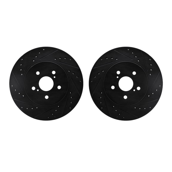 Dynamic Friction Company Front Brake Rotors-Drilled and Slotted-Black 8002-76020