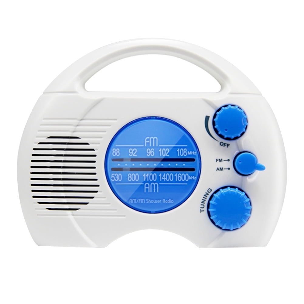 Aner Waterproof Shower Radio, Mini Portable AM FM Shower Radio Built In Speaker Audio High Definition For Bathroom Kitchen, Outdoor Use