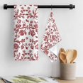 thumbnail image 3 of Red Boho Flower Kitchen Towel Dish Cloths Set of 4, Microfiber Soft Kitchen Hand Towels, Vintage Paisley Farmhouse Pattern Absorbent Quick Drying Dishcloths 18 x 28 Inches, 3 of 8