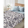 thumbnail image 4 of Spring Flowers Twim Size Flat Sheet, Wrinkleproof & Fadeproof Cooling Flat Bed Sheet Only, Farmhouse Dark Blue Pastoral Floral Leaf Breathable Soft Bedding Top Sheets 66 x 96 Inches, 4 of 8