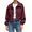 Burgundy, variant on Spring Fall Women Long Sleeve Turn-down Collar Casual Zipper Jacket Loose Anorak Crop Coat with Pocket