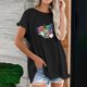 thumbnail image 2 of Camiseta informal para mujer, blusa estampada con cuello redondo y manga corta, Tops OAVQHLG3B Store  lin121212, 2 of 4
