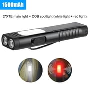 LITOM Rechargeable EDC Flashlight with Buzzer, Portable Flat Pocket Flashlight, Small Magnetic Flashlight, 7-Mode Side-Light Clip-on Handheld Flashlight, Suitable for Outdoors, Home, and Work