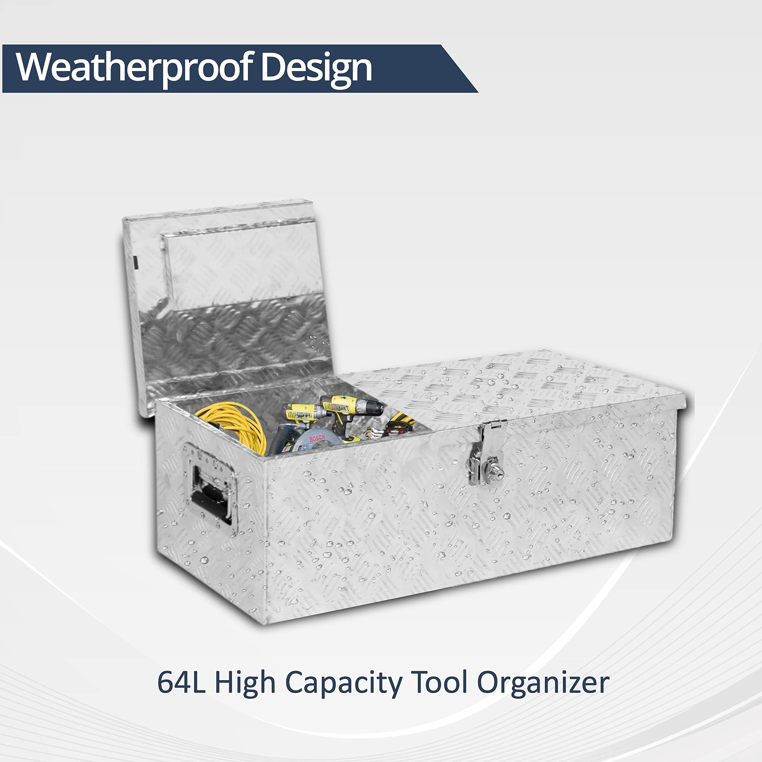BATONECO Durable Tool Boxes and Organizers, Aluminum Silver, 30" x 13" x 10"