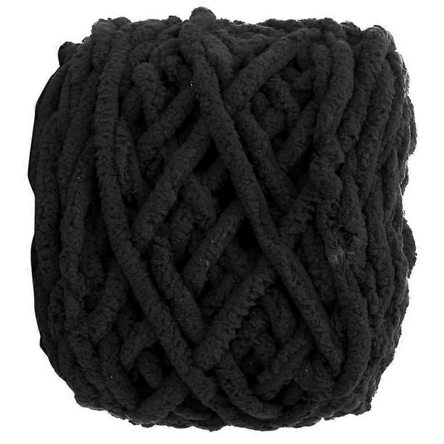 Single Thick Ice Strip Yarn Needle Knitting Woven Blanket Slipper Line(Black)