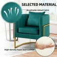 thumbnail image 7 of Velvet Accent Barrel Chairs Set of 2, Modern Arm Club Chair Set with Pillow for Living Room / Bedroom / Guest Reception, Channel Tufted, Gold Finish Base, Green, 7 of 7