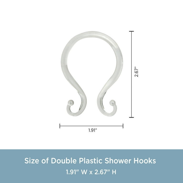 Kenney Double Shower Curtain Hooks Set of 12 Clear