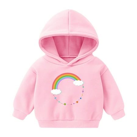 

DOSUKRAI Toddler Girls Cute Rainbow Cutton Hoodies Fall Winter Fleece Hooded Sweatshirts 2024 Warm Preppy Casual Pullover for Kids Babys Boys 1-8T Flash Deals of the Day Clearance Pink 6 Years