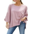 thumbnail image 1 of Women T-shirt Long Sleeve Crew Neck Ribbed Loose Slit Fall Tops, 1 of 6