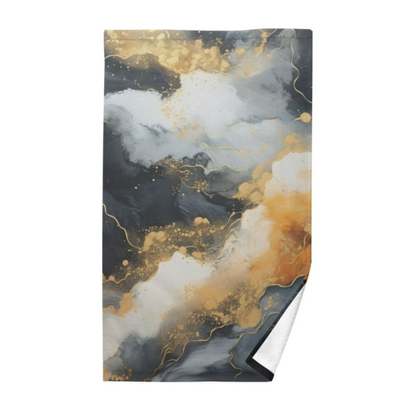 Golden Black Marble Cotton Face Towels Soft Hand Towel Absorbent Bathroom Towel for Kitchen Hotel Decoration