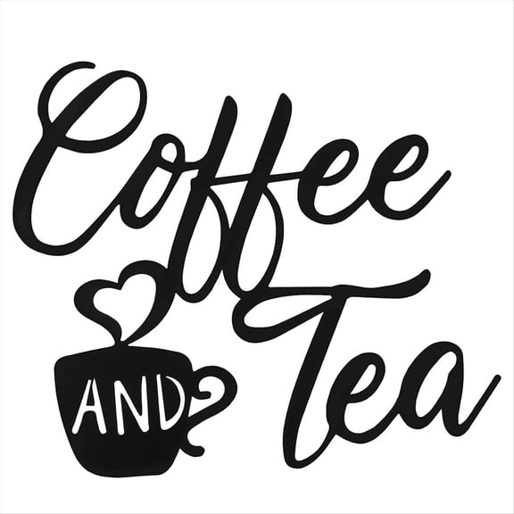 Coffee Sign and Tea Bar Metal Hanging Wall Art Black Cup Decor Letter for Cafe Farmhouse Kitchen