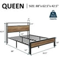 thumbnail image 5 of VANACC Queen Size Bed Frame Industrial Platform Bed with Charging Station, 2-Tier Storage Headboard/ No Box Spring Needed/ Noise-Free/ Rustic Brown, 5 of 7