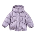thumbnail image 5 of Jalioing Girls Winter Coat Fashion Plain Long Sleeve Zip Up Puffer Jacket Toddler Kids Thermal Thick Outerwear with Pocket, 5 of 7