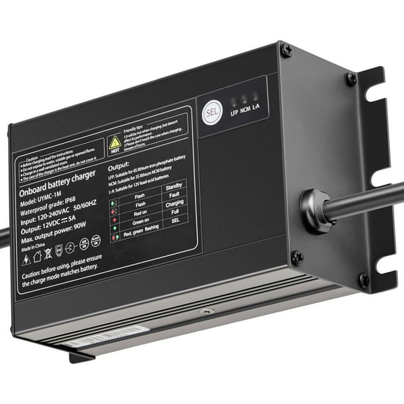 KFFKFF 1-Bank 5A 12V Onboard Marine Battery Charger, IP68 Waterproof Smart Charger for Lithium-Ion (LiFePO4), NCM, and Lead-Acid Batteries, Suitable for Boats, Yachts, RVs, and Trailers