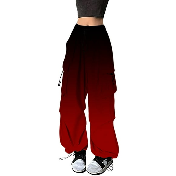 2025 Womens Baggy Gradient Print Petite Pants for Women Work Casual Pants Streetwear Hip Hop Women Pants Casual Petite Joggers Sweatpants Drawstring Casual Loose Wide Leg