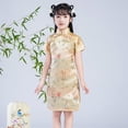 thumbnail image 2 of KAUOD Girls Chinese Qipao Dress Short Sleeve Printed Cheongsam for Birthday Party Wedding Summer Cute Traditional Dress, 2 of 5