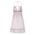 thumbnail image 5 of IROINNID Cocktail Dress for Women Evening Night Party Sleeveless Dress Hanging Neck Strap Dress Cocktail Dress,White, 5 of 6