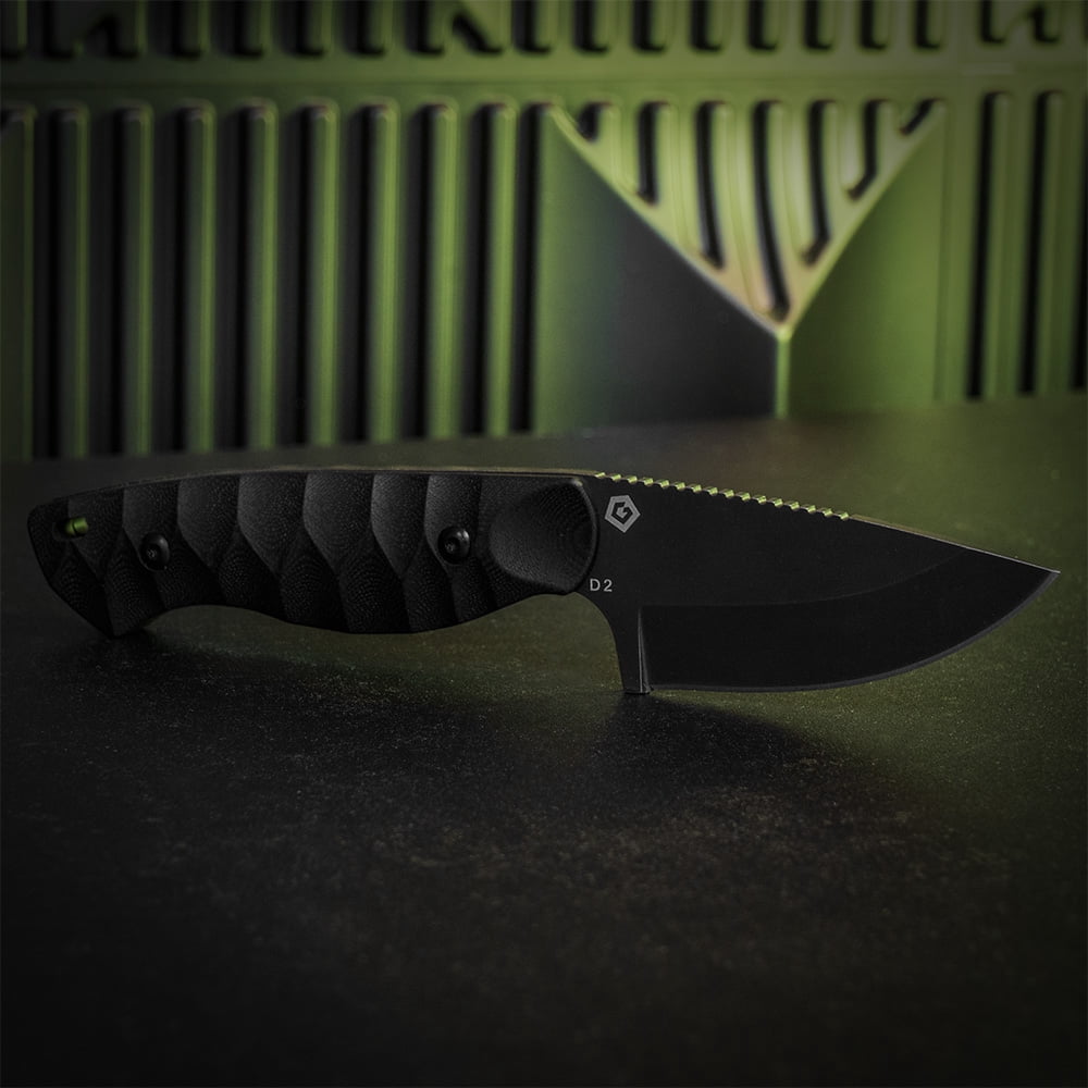 GRITR Scout Hunting EDC Drop Point Fixed Blade Knife w/ Kydex Sheath, BL