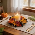 thumbnail image 6 of AZXY Halloween Fall Candle Ring Wreath, Artificial Maple Leaf Candle Holder Ring with Purple Berries, Mini Round Table Centerpiece Wreath for Indoor Halloween Thanksgiving Mantel Dining Table Decor, 6 of 7