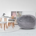 thumbnail image 2 of 4ft Modern Velvet Bean Bag Chair, Plush Floor Chair with Washable Cover, Lounge Chair with Stretchable Fabric, Comfy Bedroom Chair, Filled with Shredded and Memory Foam, for Kids and Adults, Gray, 2 of 9