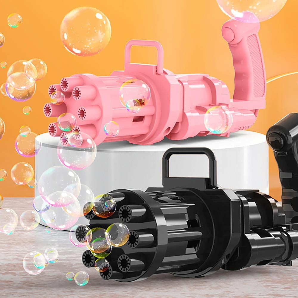 blu + rosa giocattolo per attività all'aperto XJSGS Gatling Bubble Machine 2021 Cool Toys con 8 fori Macchina per bambini