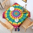 thumbnail image 2 of Rainbow Tie Dye Mandala Pattern Square Tablecloth,Waterproof Square Table Cover,Wipeable Spillproof Washable Table Cover for Home Kitchen Party Decor 52"x52"(132x132cm), 2 of 6