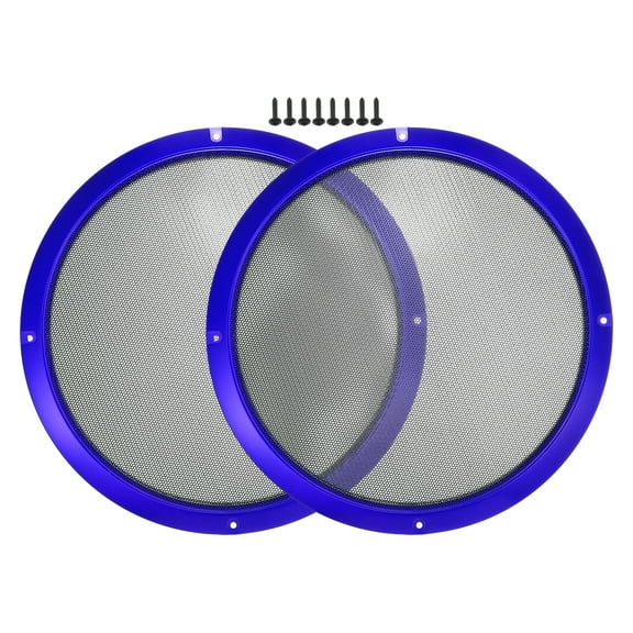 Unique Bargains 2 Pcs 10" Car Speaker Grills Cover Mesh Round Audio Subwoofer Protector with Mounting Screws Iron Blue