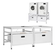 CAFORKP 22.6‑Inch Height Laundry Washer‑Dryer Pedestal with Pull‑Out Tray & Storage Space, 29 x 29 Inch, 800‑Lbs Load‑Capacity Non‑Slip Feet Universal Washing Machine Base Stand, White, 2‑Pack