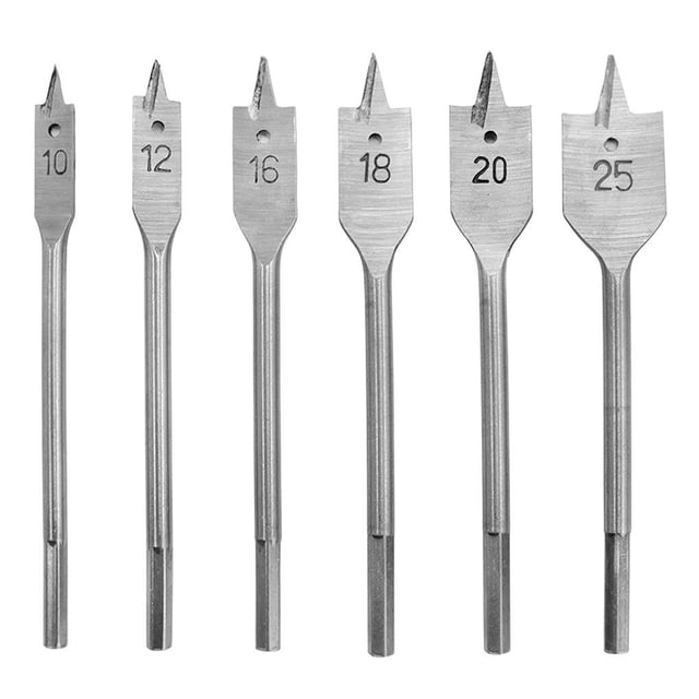 Taladro Plano De Carpintería De Tres Puntos, 6 Uds., Taladro Plano Diy, Juego De Agujeros De Taladro Duro, Tablero De Madera Afilado, Abridor De Agujeros, Taladro Duradero De Tres Puntos Para Madera Vogacara TO003003-00
