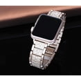 thumbnail image 4 of Bands compatibles con Apple Watch Band 45 mm/44 mm/42 mm Iwatch Series 9/8/7/6/SE/5/4/3/2/1, pulsera de repuesto elegante de metal con diamantes de imitación para mujer, color dorado champán, 4 of 5