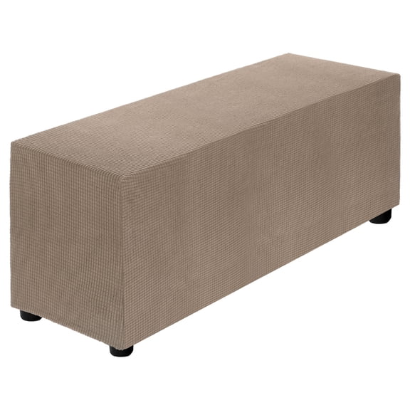 Stretch Ottoman Cover Rectangular Fit Length 40"-50", Large, Khaki