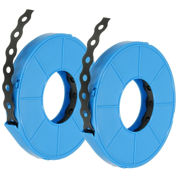 Uxcell Galvanized Pipe Strap, 2 Pcs 0.67 Inch x 33 FT 0.6mm Thickness Metal Strapping with Holes Bendable Pipe Hanger Strap for Pipe Supports Hanging, Black/Blue