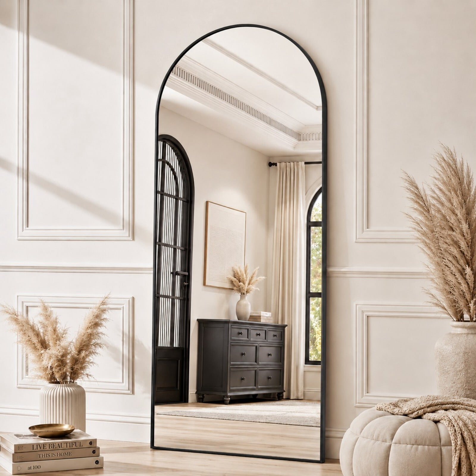 GRAHMCY 71"x 26.2" Arched Full Length Mirror Full Body Floor Mirrors, Black