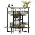 thumbnail image 3 of VECELO Home Bar Unit, Oval Bar Table with Wood Counter Top and Wine Rack Storage, Wine Bakers Rack for Kitchen Dining Room, Charcoal Grey, 3 of 7