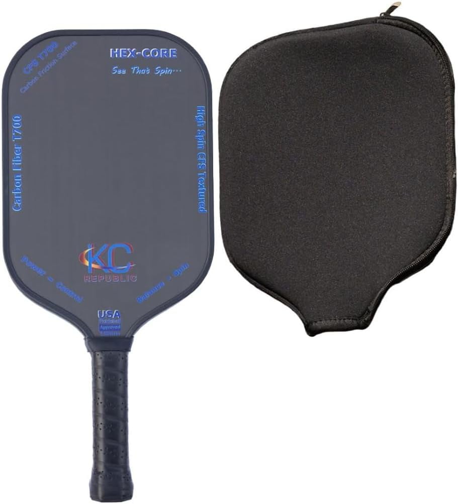 Pickleball Paddles, USAPA Approved Carbon Fiber T700 Frosted, High Spin CFS Textured, Blue Plain Design, Lightweight Graphite Pickle Ball Rackets for Men and Women