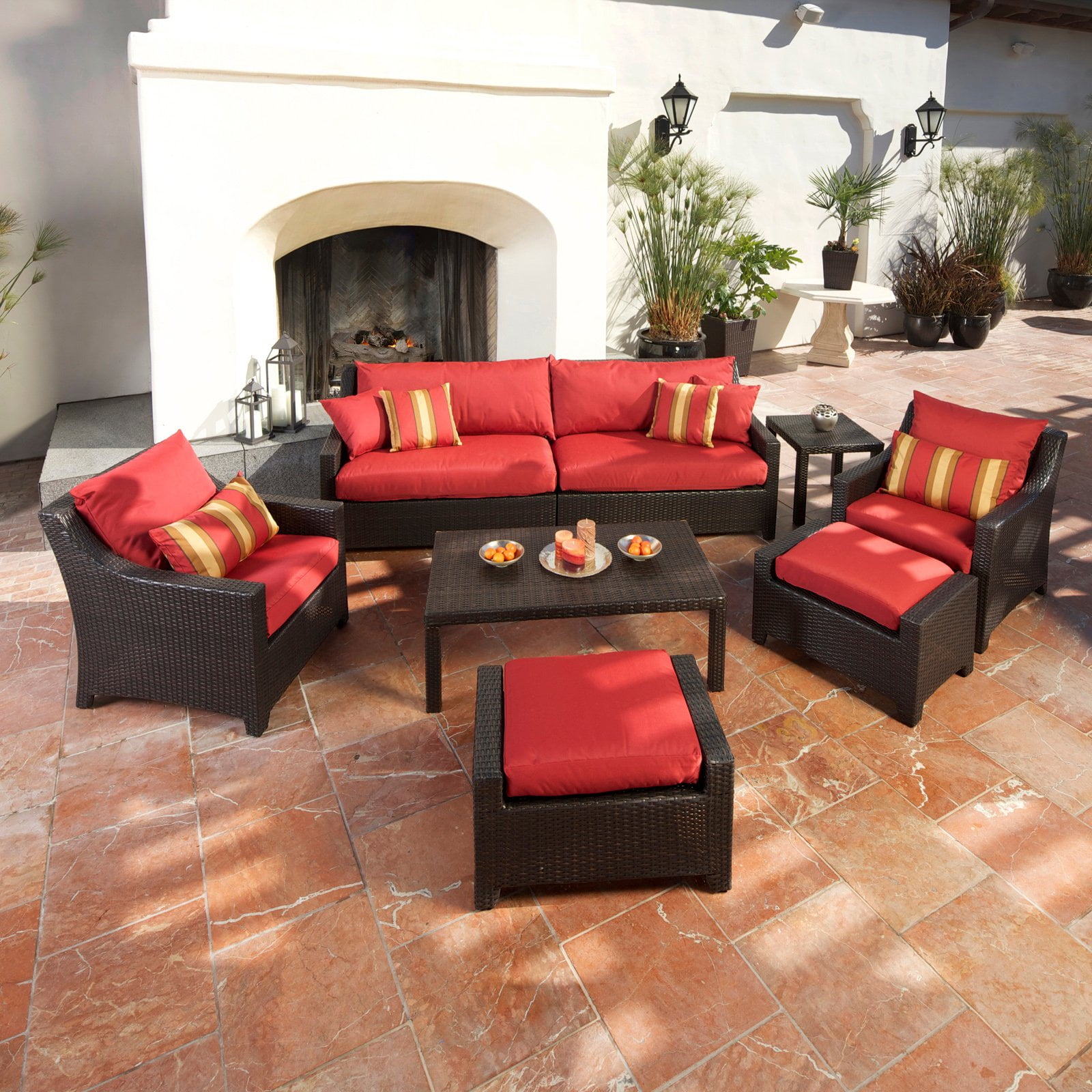 Rst Outdoor Cantina 8 Piece Sofa With Club Chair And Ottomans Set