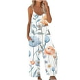 thumbnail image 2 of WXLWZYWL Womens Summer Overalls 2024 Trendy Dressy Casual Floral Printed Sleeveless Jumpsuit U Neck Pleated Wide Leg Loose Fit Romper Jumpsuits with Pockets, 2 of 5