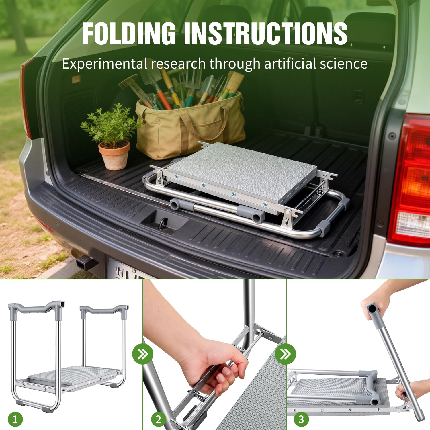 SAFH Garden Kneeler and Seat, Heavy Duty Foldable Gardening Stool with Thicken & Wide Kneeling Pad, Portable Kneeling Bench for Gardening with 2 Tool Pouches, Garden Stool for Adults Seniors