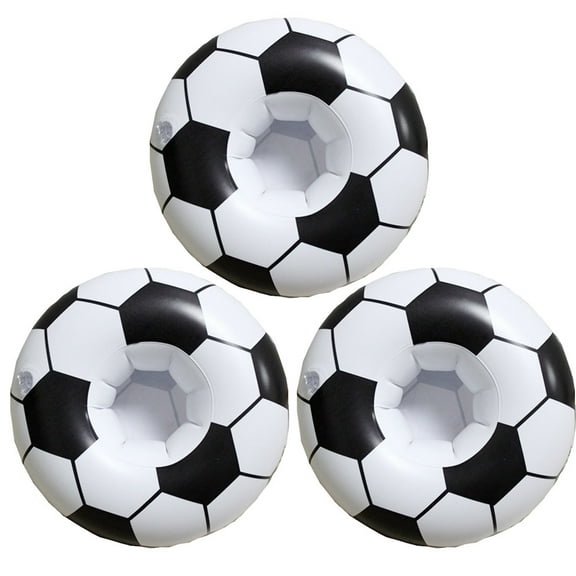 3pcs Inflatable Football Drink Cup Holder Beach Backdrop Party Favors Decor (Black White)