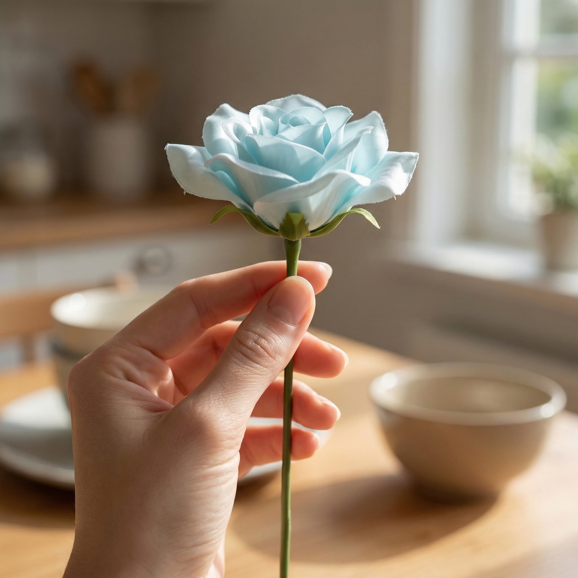 Unique Bargains Artificial Roses Bouquet Silk Rose with Detachable Flower [Light Blue]