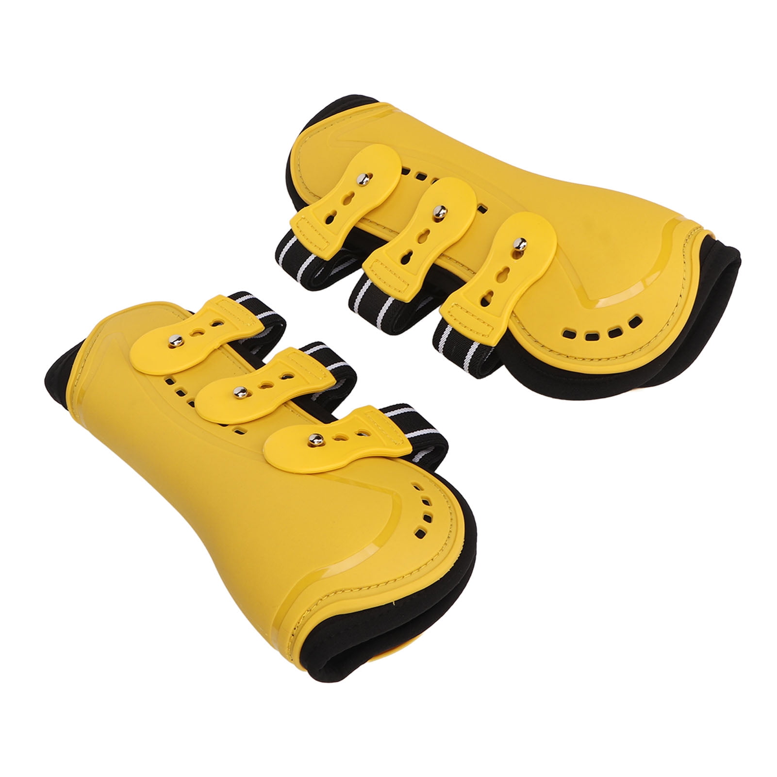 YAHHU 2Pcs Horse Tendon Boots Open Front Adjustable Breathable Equine Front Leg Guard for Training Jumping Riding Equestrian Care Yellow Large Size 9.84 inches / 25 cm Impact Protection