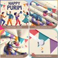 thumbnail image 4 of Colorful Happy Purim Banner Festive Purim Display Mask Design Party Hat Decor Festive Backdrop for Jewish Holiday Purim Celebration Indoor Party, 4 of 9