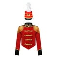thumbnail image 2 of YiZYiF Kids Girls Circus Ringmaster Jacket Velvet Tassels Drummer Uniform Team Marching Band Costume Red 8, 2 of 7