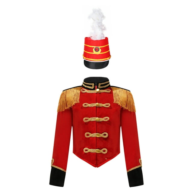 YiZYiF Kids Girls Circus Ringmaster Costume Long Sleeve Jacket Coat Festival Party Performance Fancy Set Red 10
