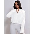 thumbnail image 6 of Women'S Mesh Sheer Zip Up Jacket Mock Neck Light-Weight Athletic Outerwear with Pockets White XL, 6 of 9