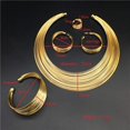 thumbnail image 3 of African Art Style Multi-Layer Gold Plated Chain Choker Necklace Hoop Earrings Cuff Bangle Bracelet Ring Set, 3 of 8